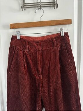 POETRY Corduroy Pants in Dark Rust Red